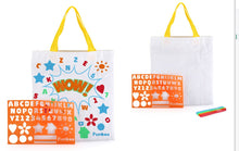 Load image into Gallery viewer, Colour-In Canvas Tote Bag - with Stencil and Markers