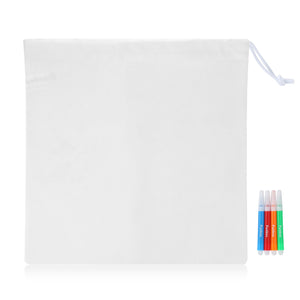 Plain White Colour-In Drawstring Bag